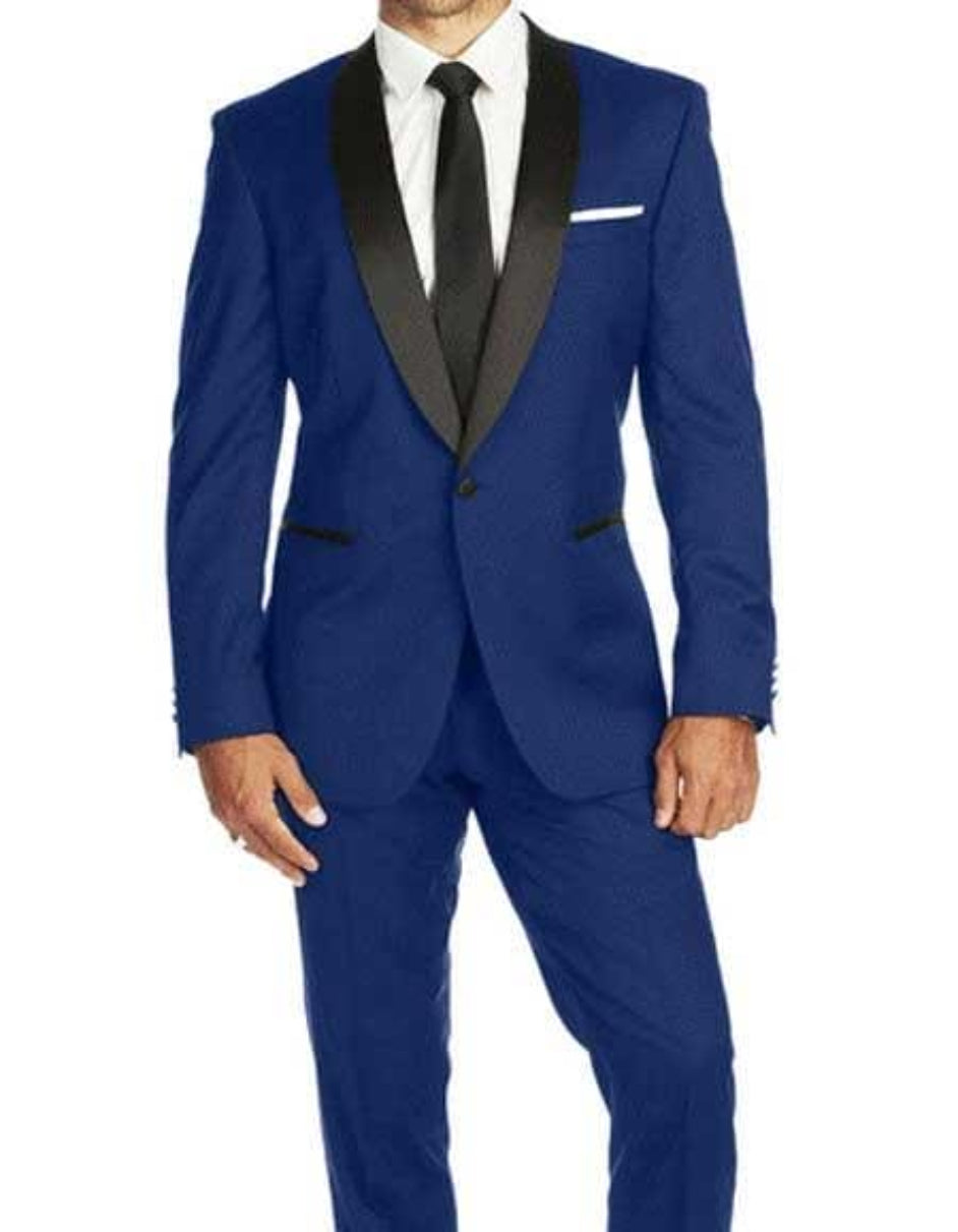 Bright Blue Groomsmen Suits suit - 38 Regular - 32 Waist
