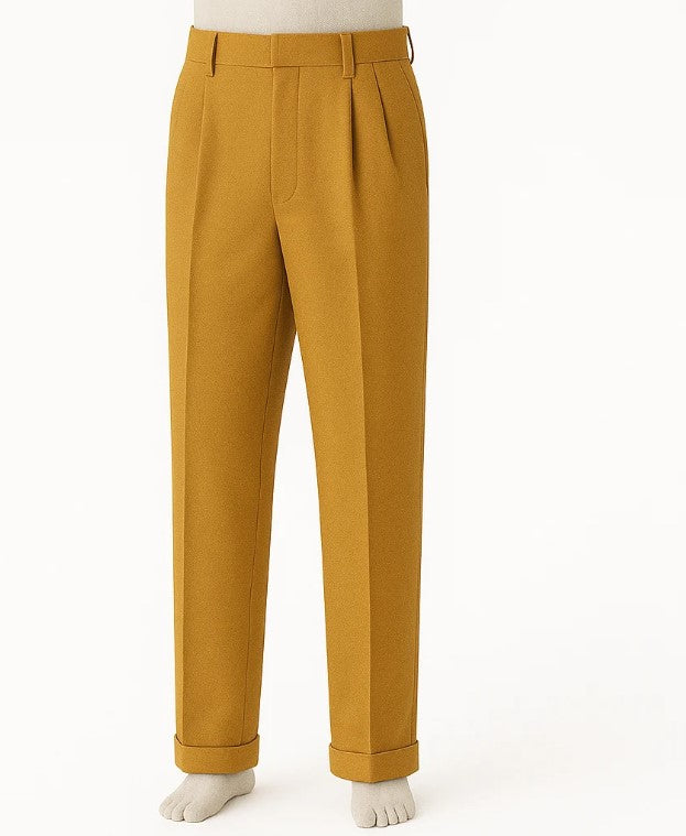 Mens Pleated Pants - Classic Style Slacks - dress size pants : 28 Unfinished bottom