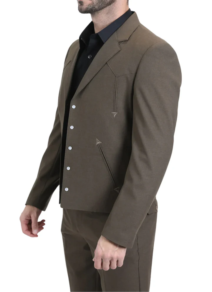 Men’s Brown Western Suit Set – Classic 2 Piece Formal Suit for Weddings and Business - 34 Short or Extra Small