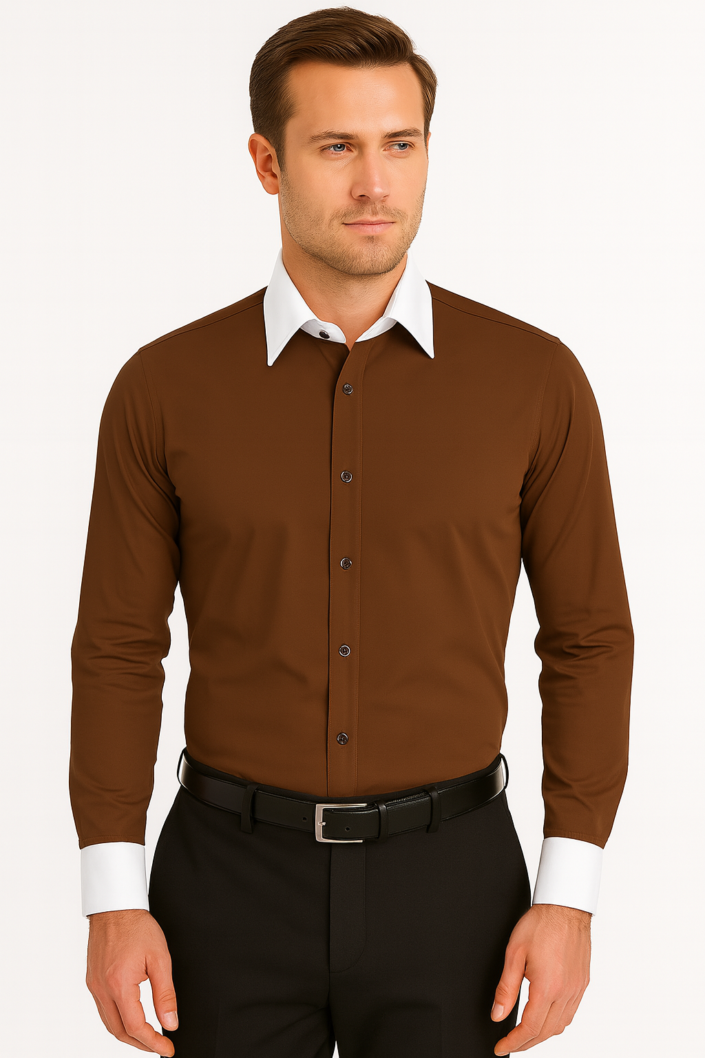 Classic Stylish Fashionable -White Collar Two Toned Contrast white collars Multi-color Men's Dress Shirt