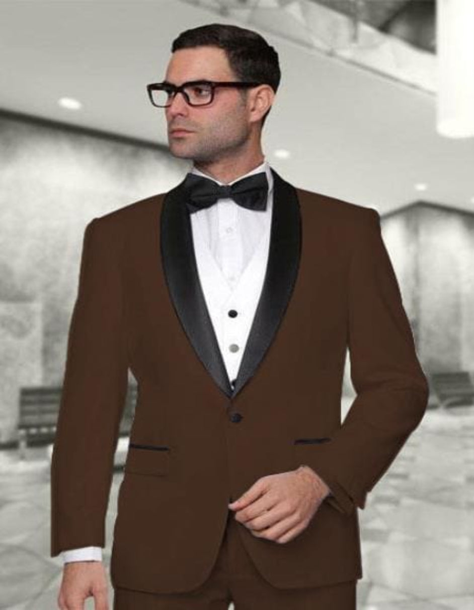 1 Button Dark Brown Wedding Suit - Brown Wedding tuxedo - Dark Brown