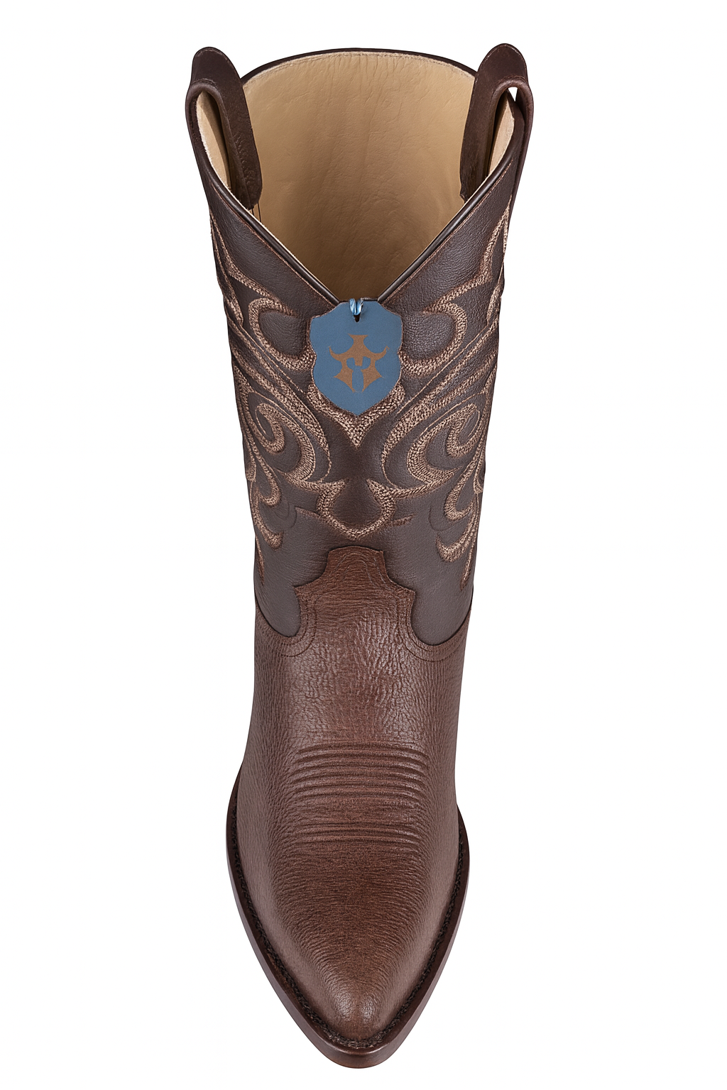 Brown Sharkskin Cowboy Boots J-Toe - EE