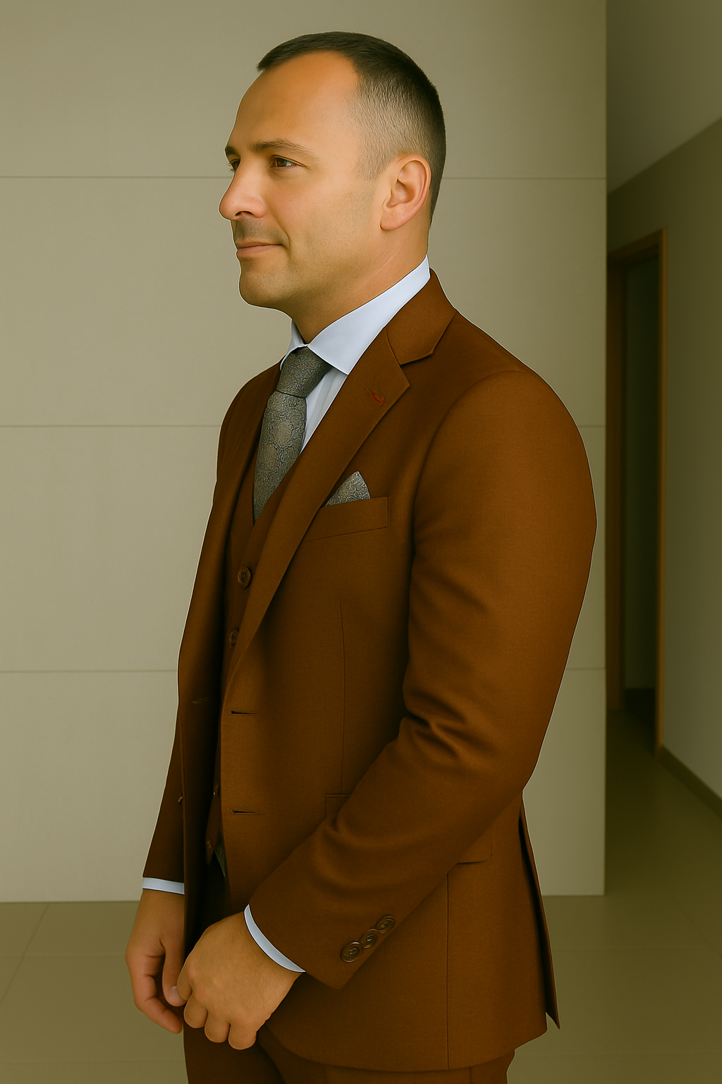 Wool Suit - Italian Made Business Suit by Statement Men's 3 Piece 100% Wool Fashion Suit - Bold Colors - 38R