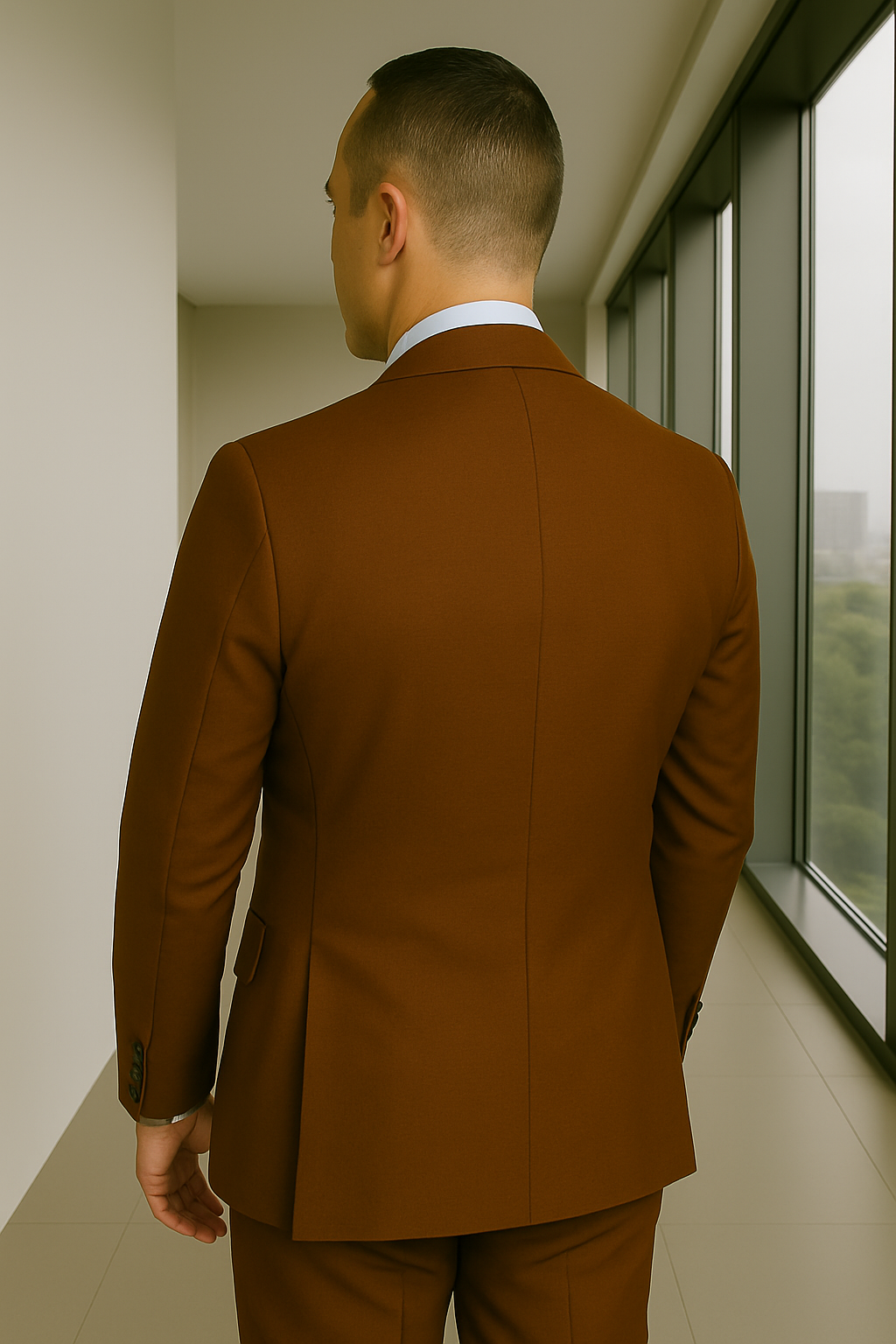 Wool Suit - Italian Made Business Suit by Statement Men's 3 Piece 100% Wool Fashion Suit - Bold Colors - 38R