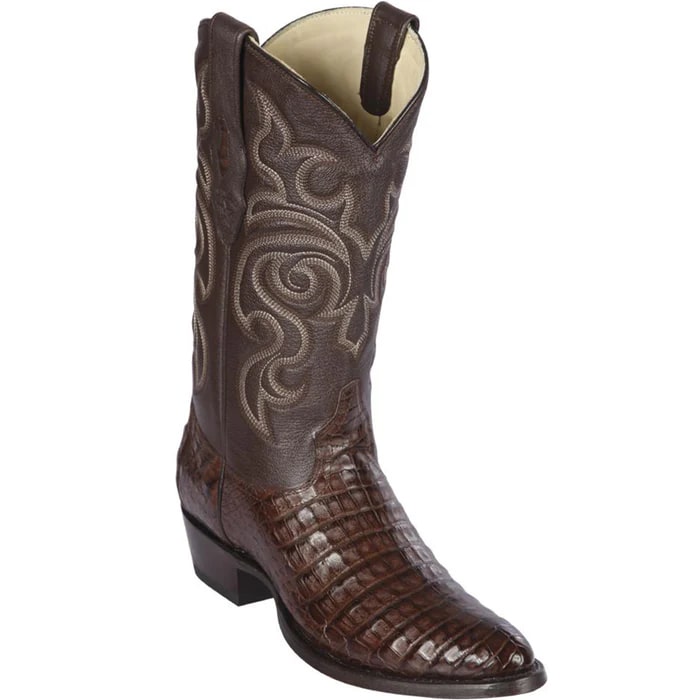 Los Altos Boots - Mens Dress Cowboy Boot - Low Priced Mens Brown Caiman Boots R-Toe - in Black - 6