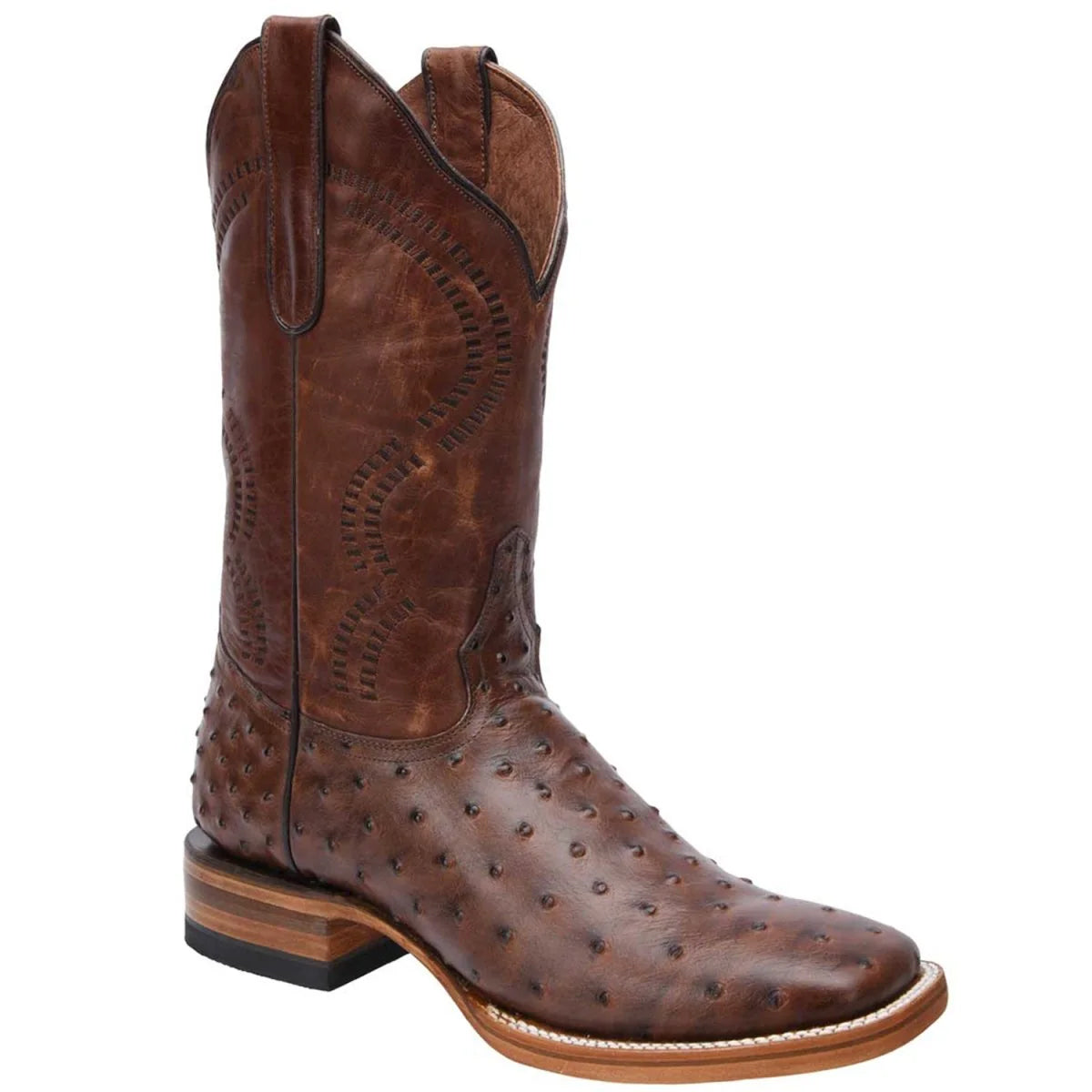 Brown Ostrich Print Boots - EE