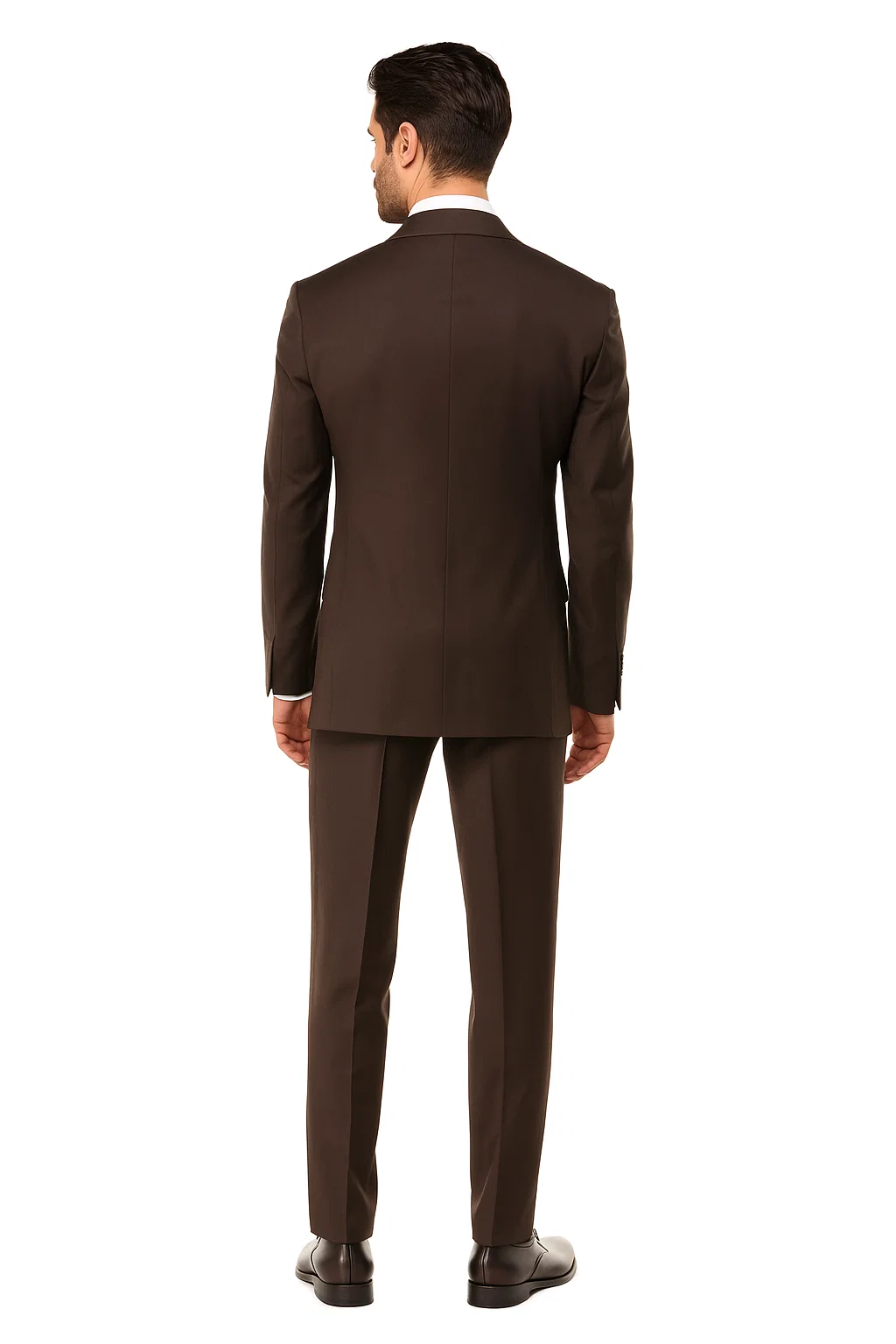 Suits With Baggy Pleated Pants - Wide Leg Pants 100% Wool - Classic Fit in Brown Color by Rossiman - 38 Regular