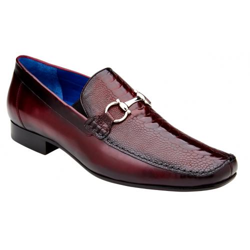 Belvedere Bruno Burgundy Genuine Ostrich Leg and Italian Calf Dress Loafer Shoes - 6