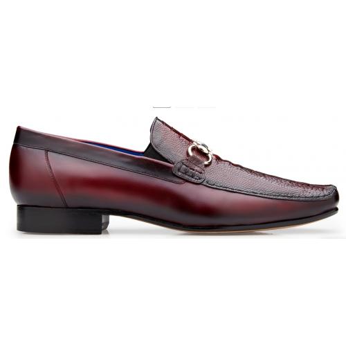 Belvedere Bruno Burgundy Genuine Ostrich Leg and Italian Calf Dress Loafer Shoes - 6