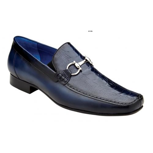 Belvedere Bruno  Navy Genuine Ostrich Leg and Italian Calf Dress Loafer Shoes - 6