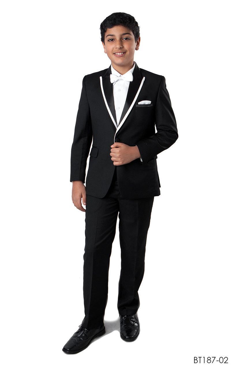 Tazio Boys' 2-Piece Tuxedo - Satin Lapel with Fabric Trim