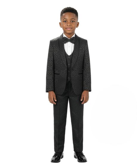 Boys 3 Piece Slim Fit Tuxedo - Paisley Design - 2