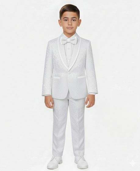 Boys 3 Piece Slim Fit Tuxedo - Paisley Design