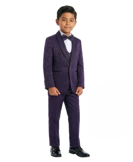 Boys 3 Piece Slim Fit Tuxedo - Paisley Design