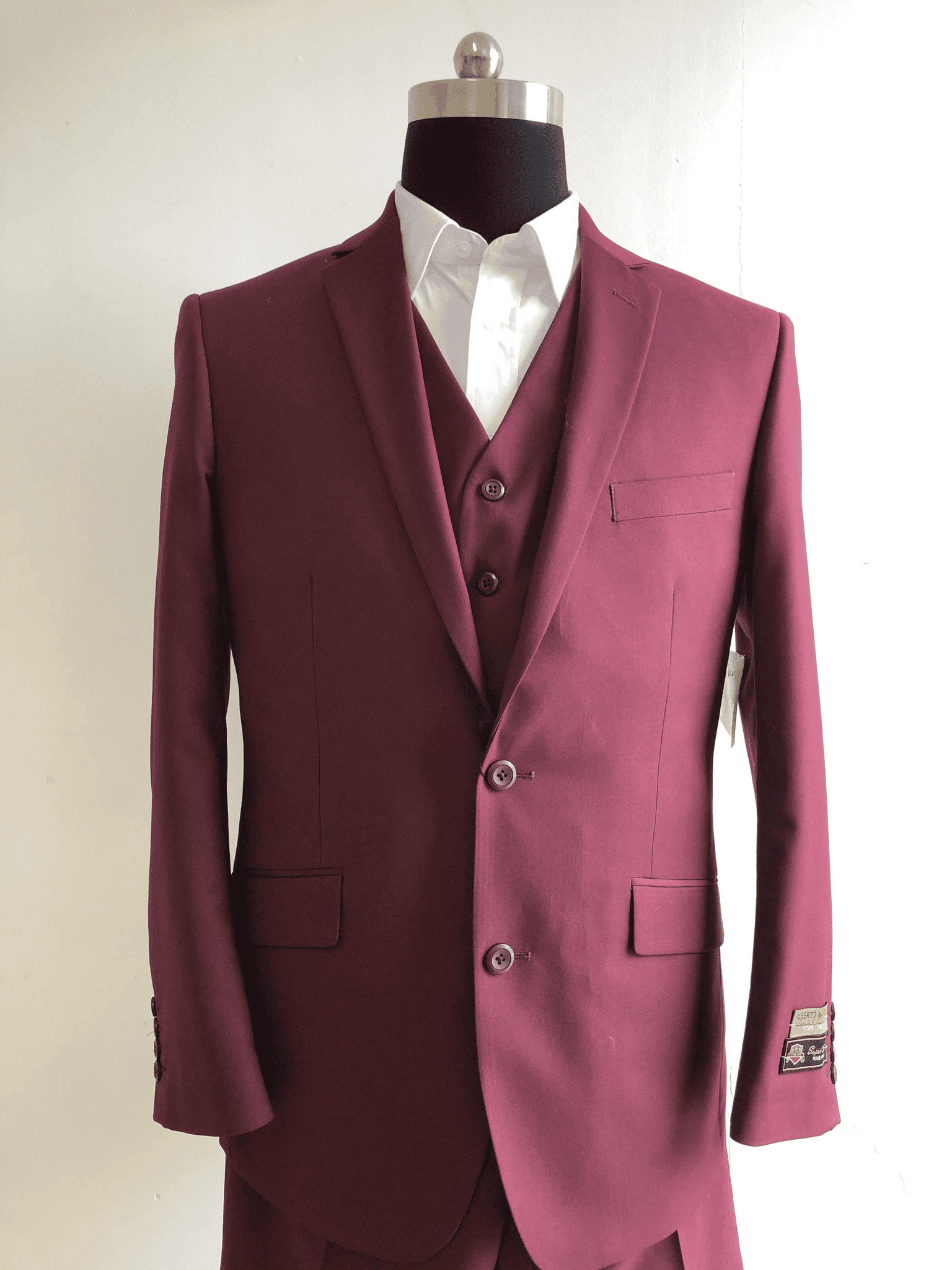 Mens Budget Suits - Affordable Mens Suits - Burgundy