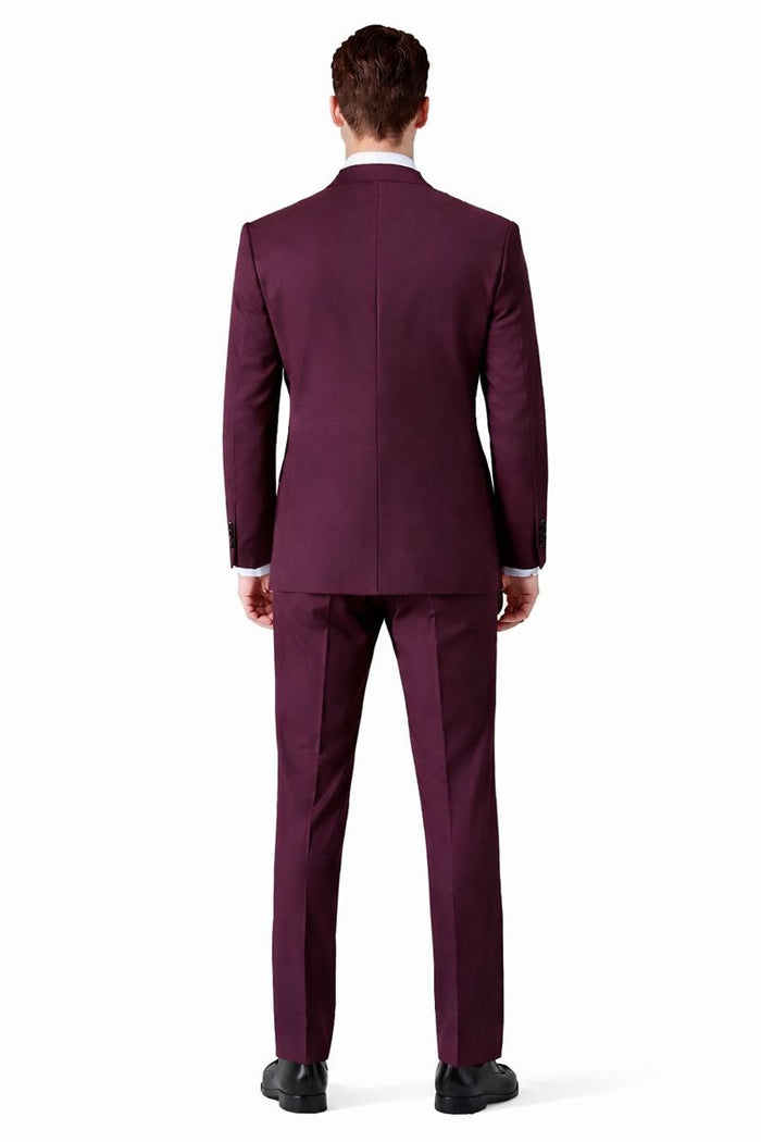 Burgundy Groomsmen prom  Suits - 2 Button Vested