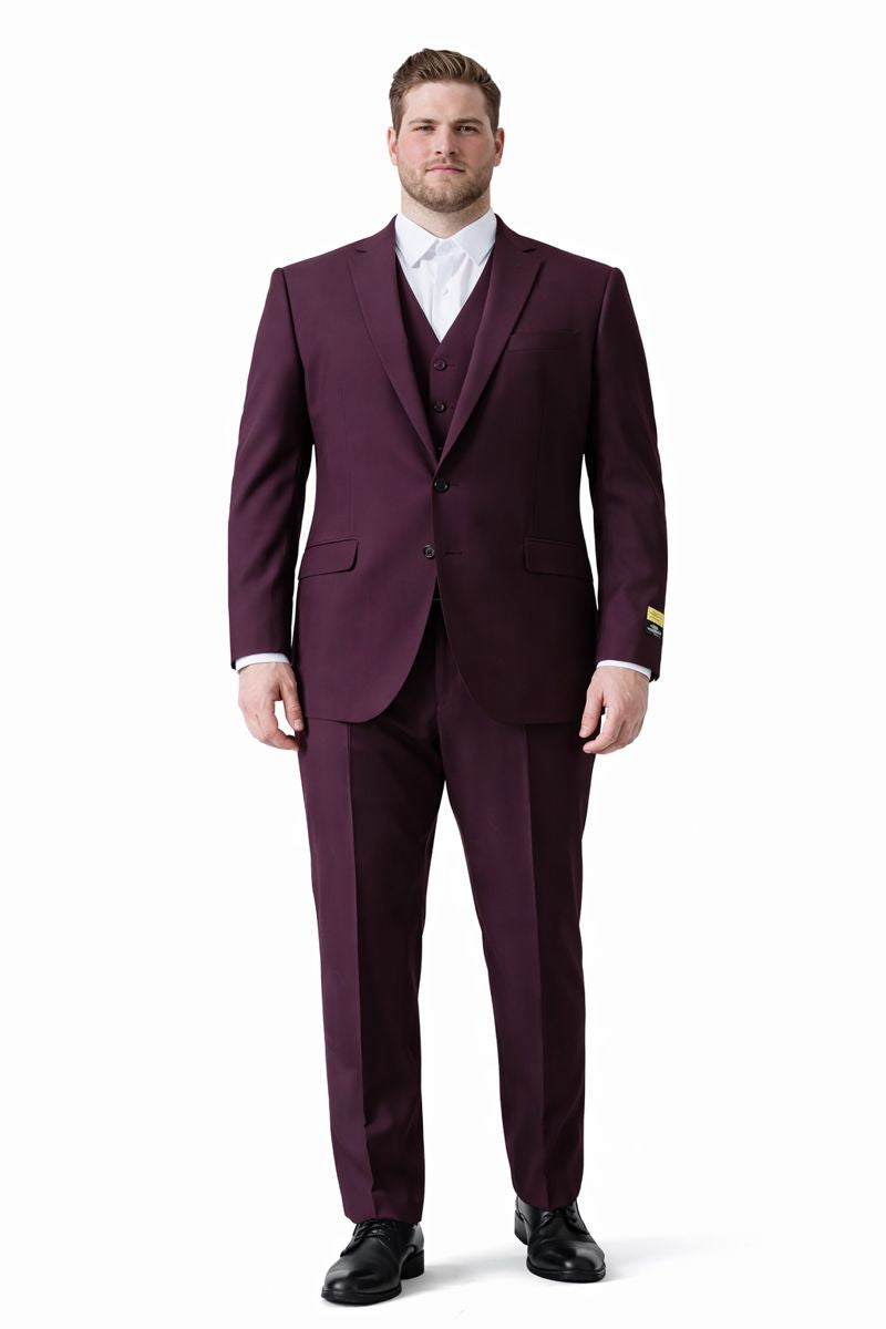 Burgundy Groomsmen prom  Suits - 2 Button Vested - Burgundy