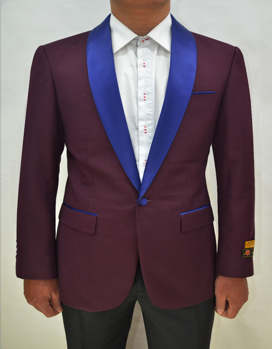 Cover Button Burgundy Groomsmen Suits - Burgundy