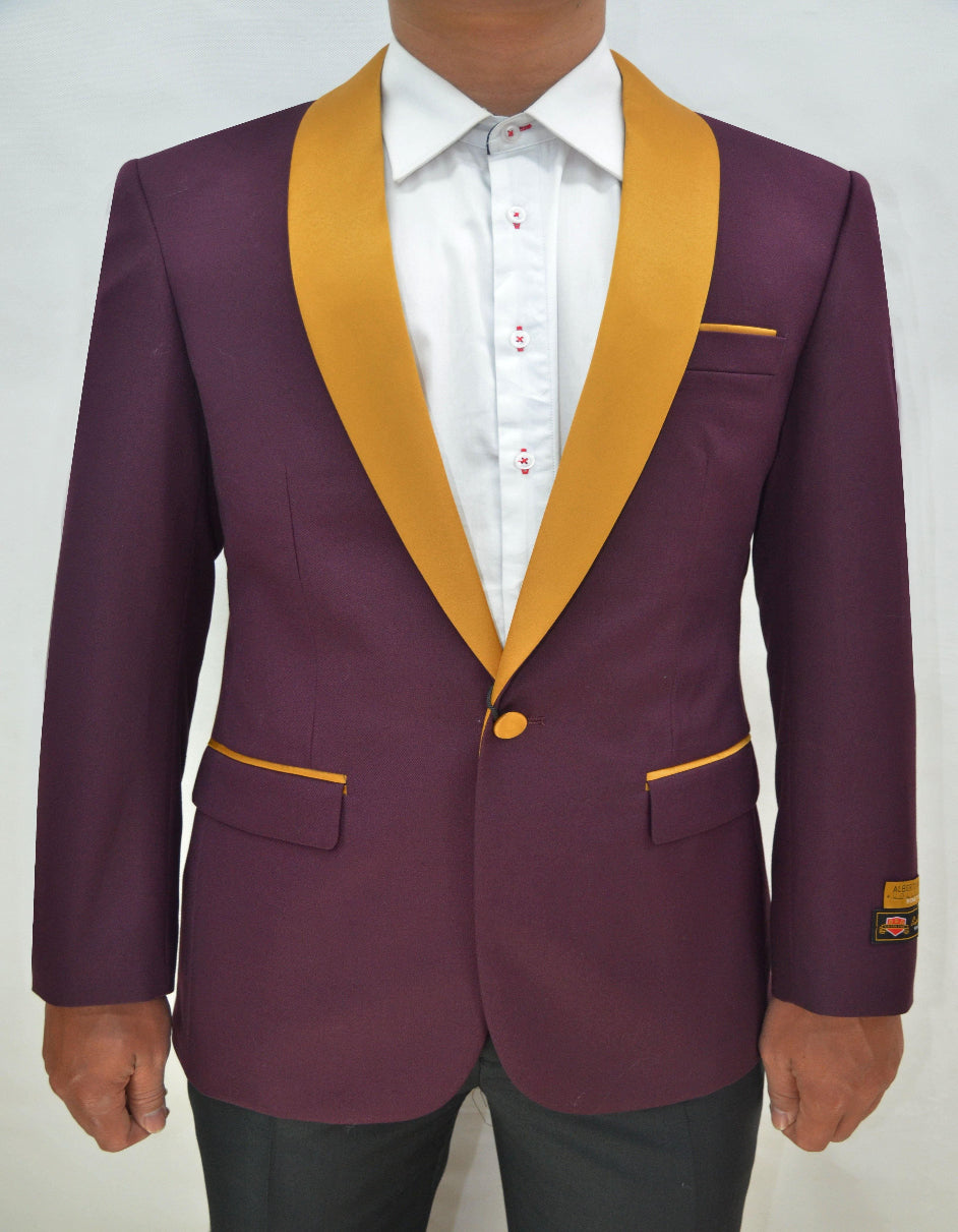 Slim Fit Burgundy Groomsmen Suits - Burgundy