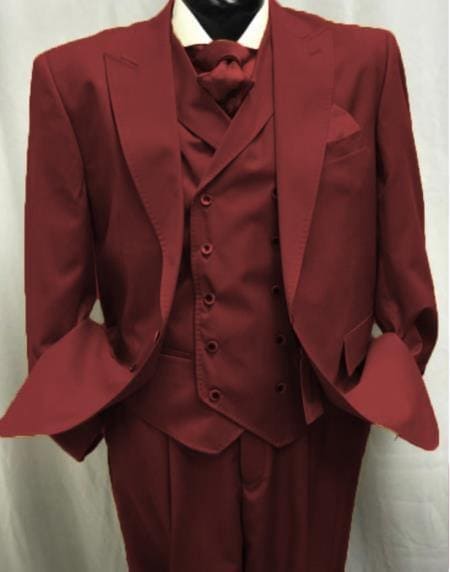 Burgundy Groomsmen Suits - Classic Fit Suit - Burgundy