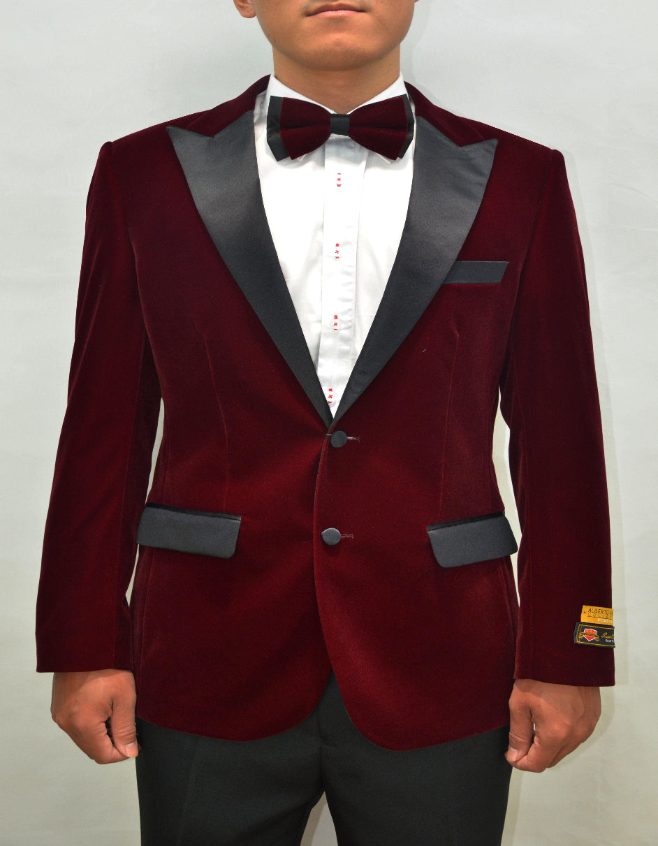 2 Button Burgundy Groomsmen Suits - Burgundy