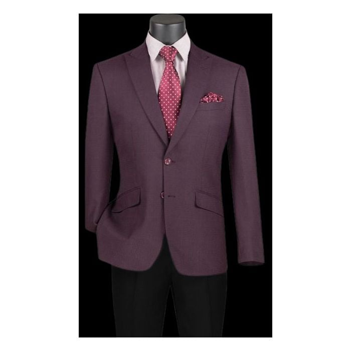 Burgundy Plaid Blazer - Mens Burgundy Windowpane Sportcoat - S