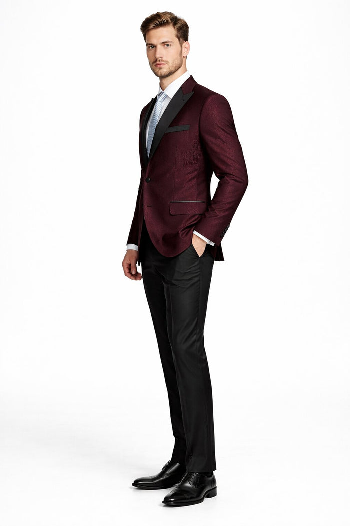Mens Slim Fit Burgundy Tuxedo Blazer