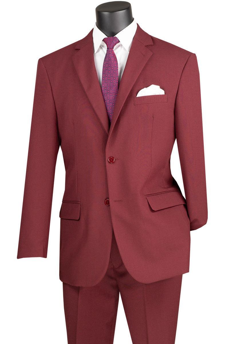 Burgundy Regular Fit 2 Piece Suit - 38 Short  - 32 Waist