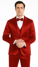 Stylish Burgundy Satin 3 Piece Slim Fit Tazzio Men's Suit