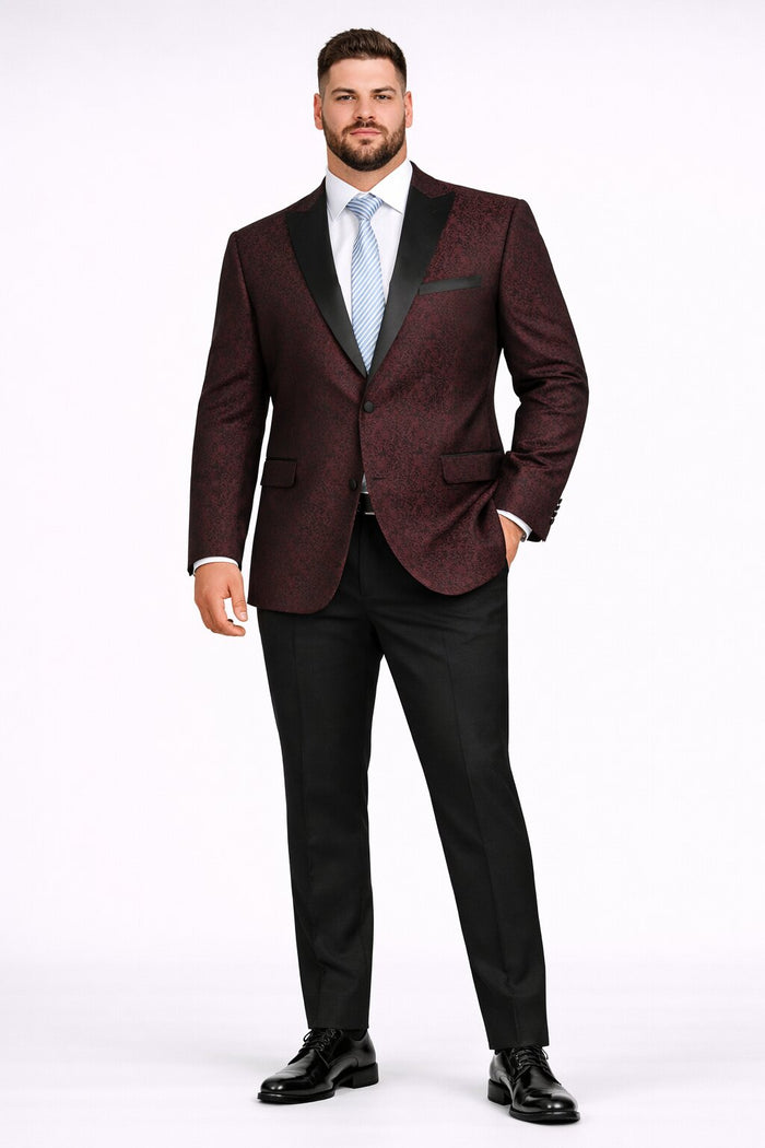 Mens Slim Fit Burgundy Tuxedo Blazer