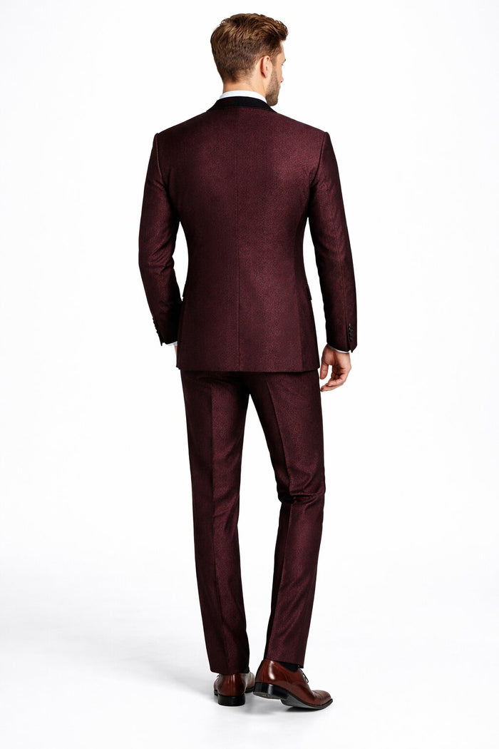 Mens Slim Fit Burgundy Tuxedo Blazer