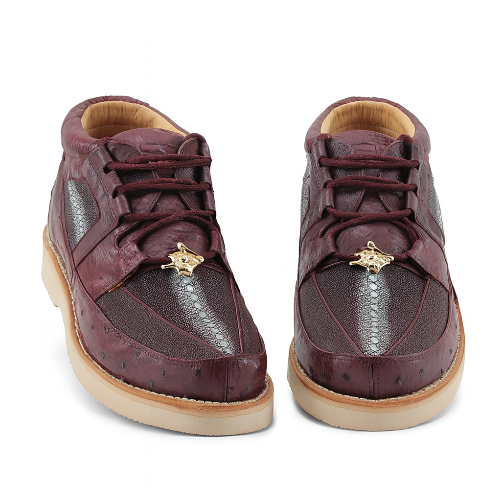 Los Altos Casual Burgundy Genuine Stingray / Ostrich Shoes - 8-M