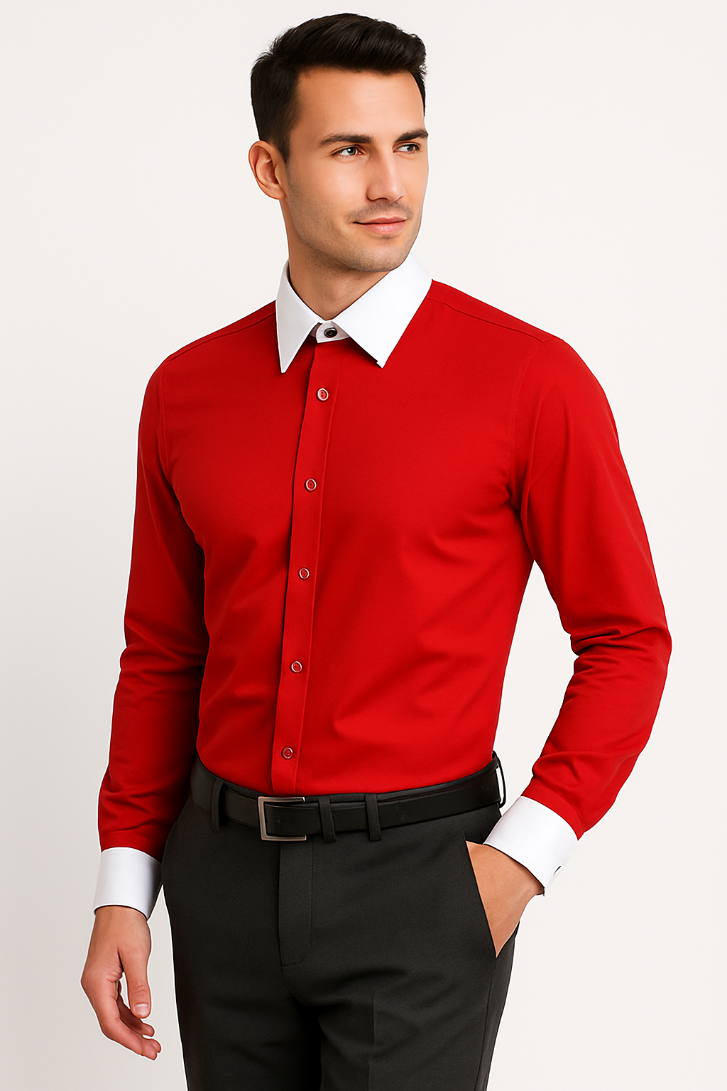 Classic Stylish Fashionable -White Collar Two Toned Contrast white collars Multi-color Men's Dress Shirt