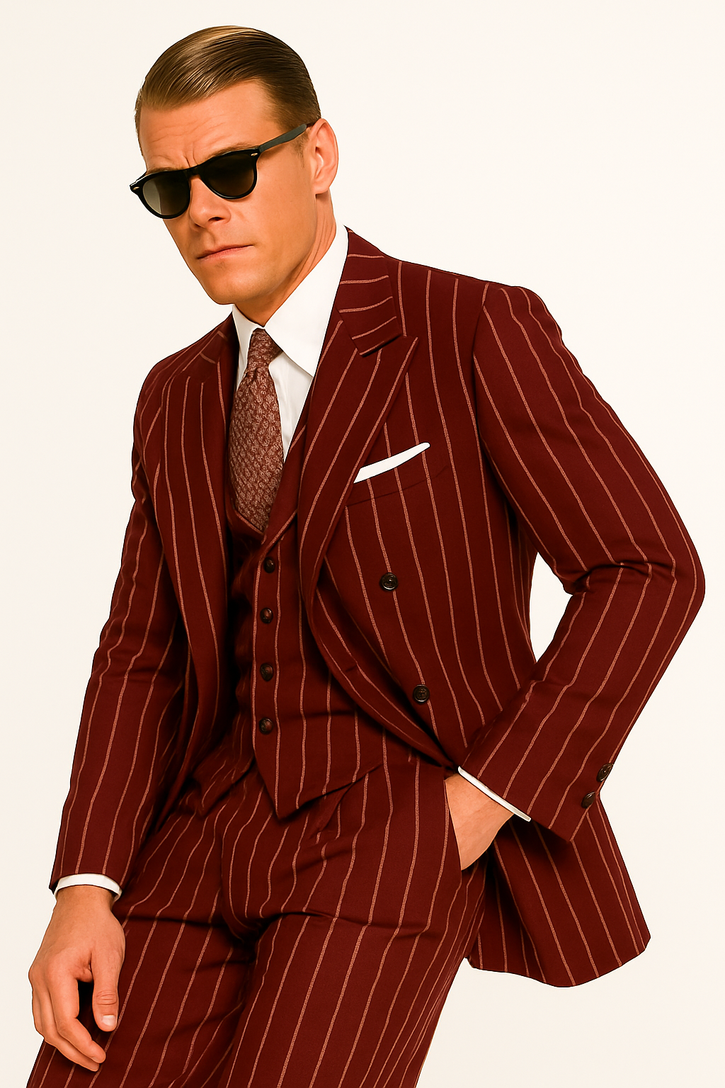 Burgundy Zoot Suit - 1920s Suit - Gangster Long Suit - 36 Short