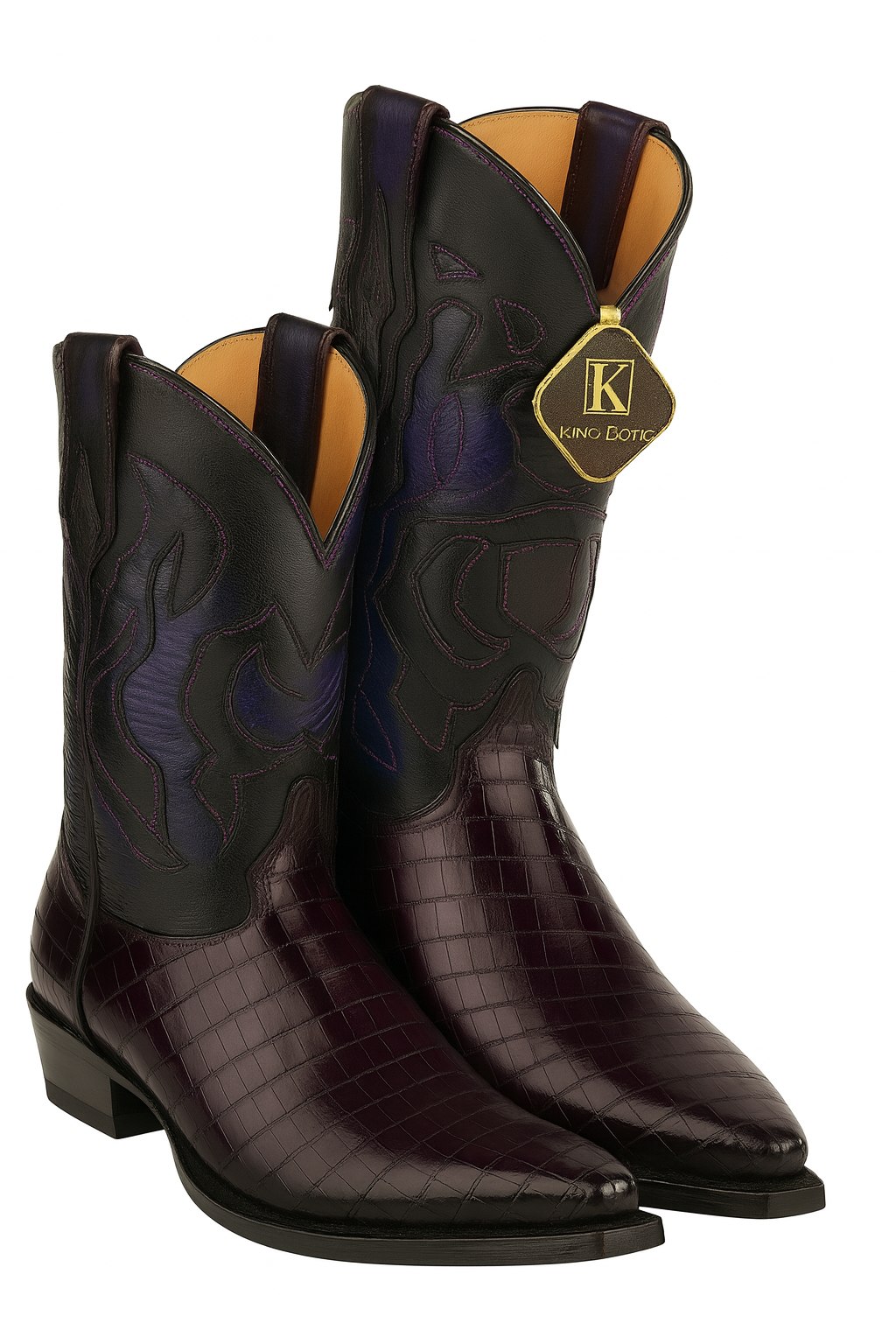Men's King Exotic Snip Toe Eel Boots Handcrafted Burnished Purple (494RD0866) - 6 E