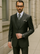 Business Suit - Mens Classic Modern Fit No Pleated Pant Side Vented  2 Button Wool Olive Green Suit