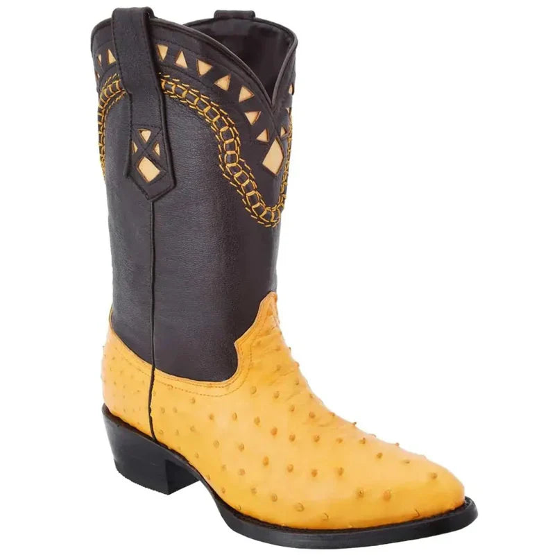 Mens White Diamond Boot Buttercup Ostrich Cowboy Boots J-Toe - 6