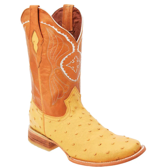 Mens White Diamond Boot Buttercup Boots Ostrich Print Square Toe