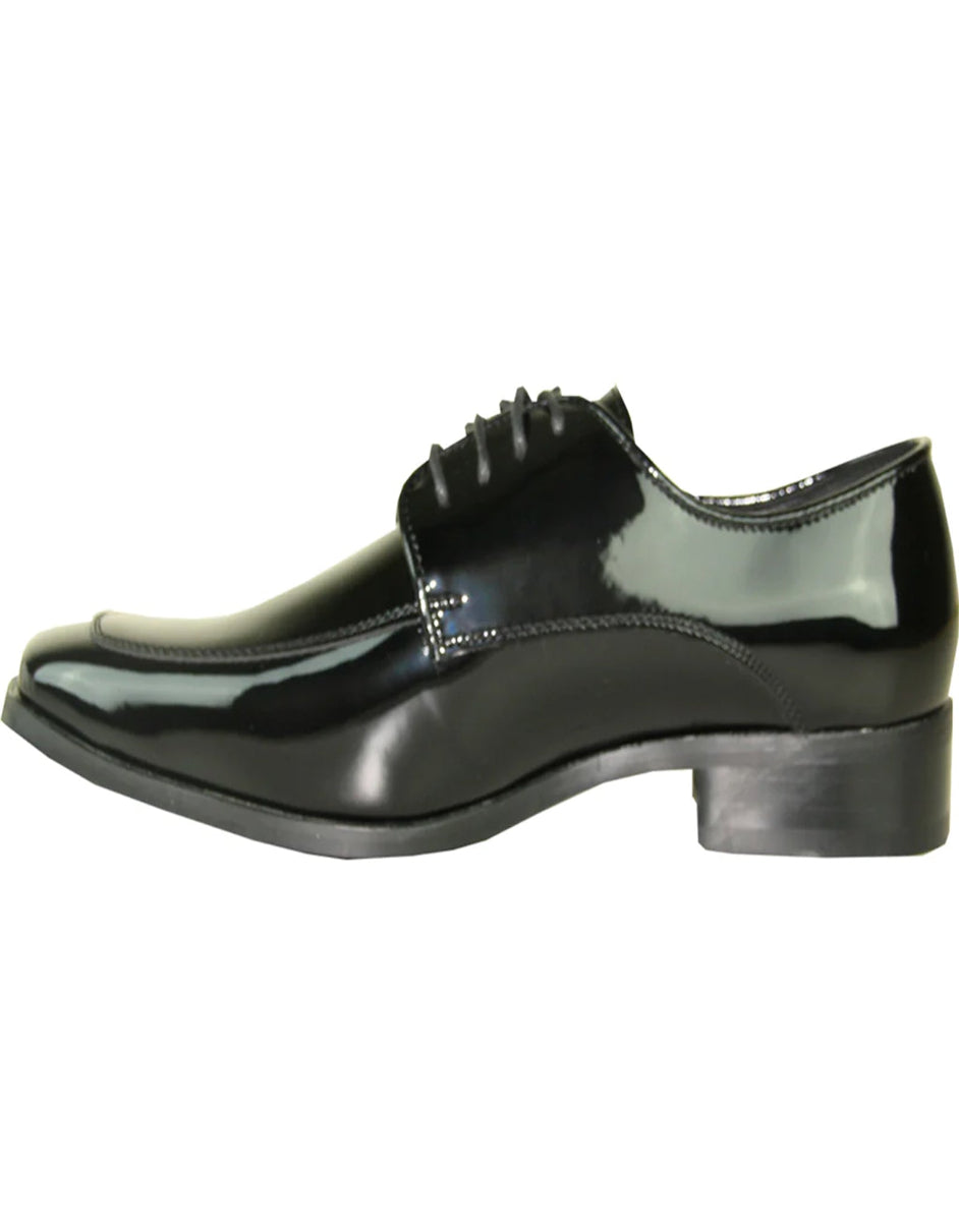 Black Men's Classic Moc Toe Patent Tuxedo Prom 2025 Shoe - 6.5M
