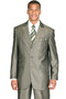 "Sharkskin Micro Pinstripe Suit - Olive Green, 3 Button Peak Lapel for Men"