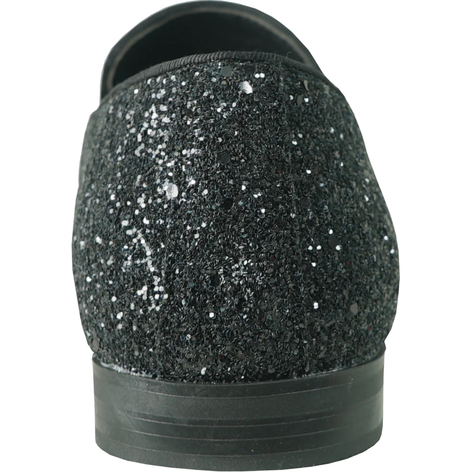 "Black Sequin Prom Tuxedo Loafers - Modern Men's Glitter Buckle Shoes"