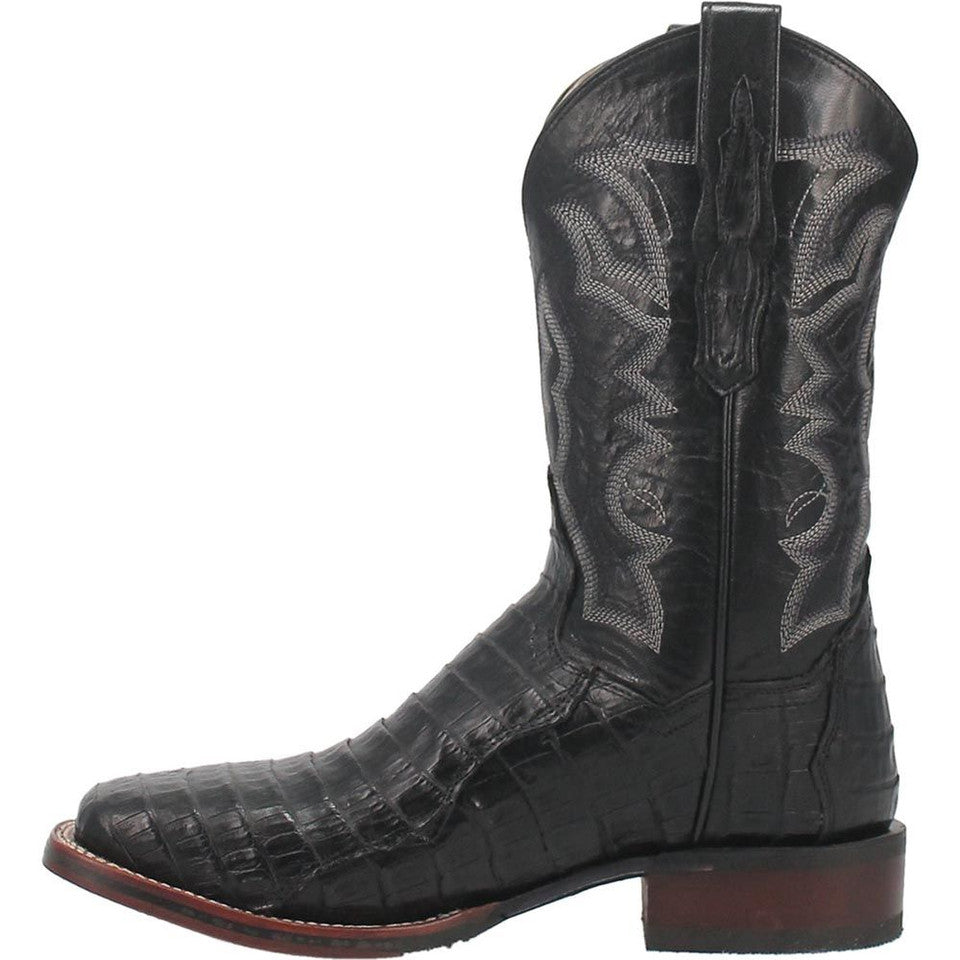 Dan Post Cowboy Certified Kingsly Caiman Square Toe Black Boot - 8D