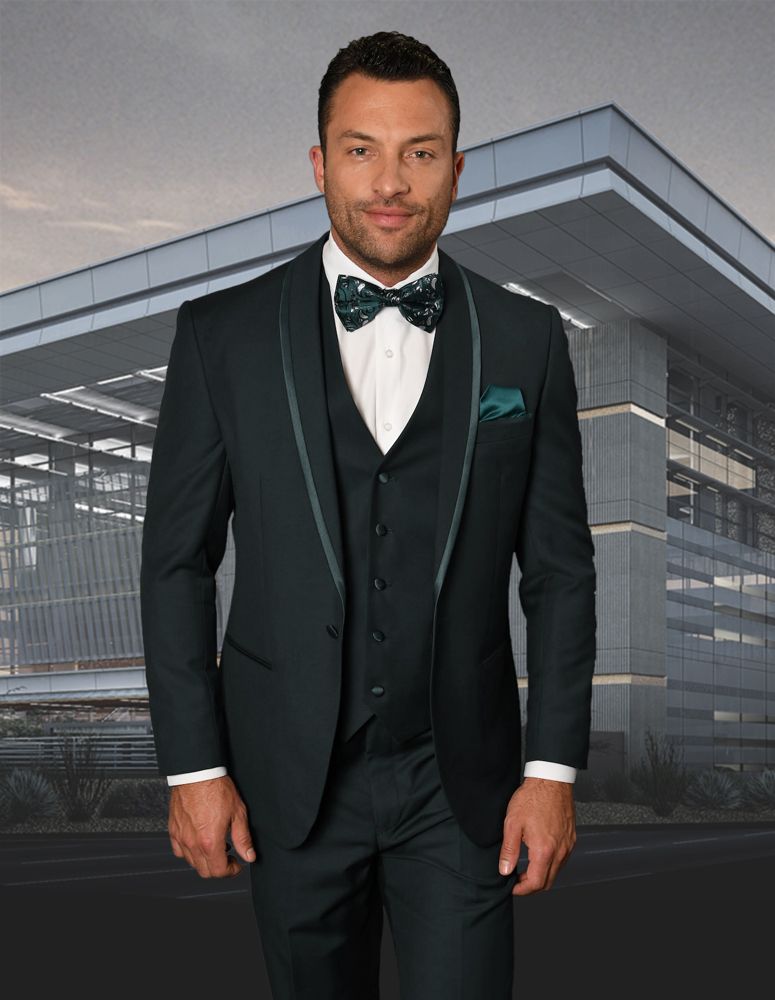 Men's 4 Piece Suit with Tone on Tone Lining Stylish & Professional - 38 Short Jacket+32 Waist Adjustable 28to34)(Height: 5 4 to5 7 )(Neck  15-16.5)S-M)