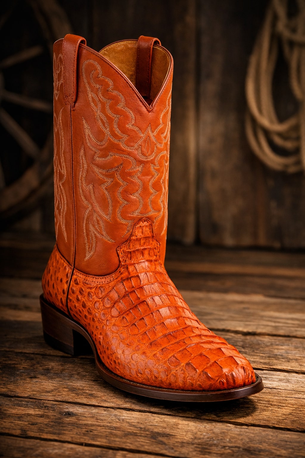 Mens King Exotic Caiman Hornback Cowboy Boots Cognac (4980203) - 6 EE