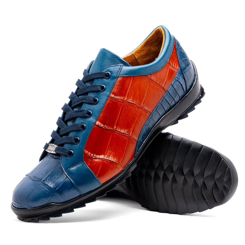 Marco Di Milano Cairo Blue Jean / Honey Alligator Sneakers - 8
