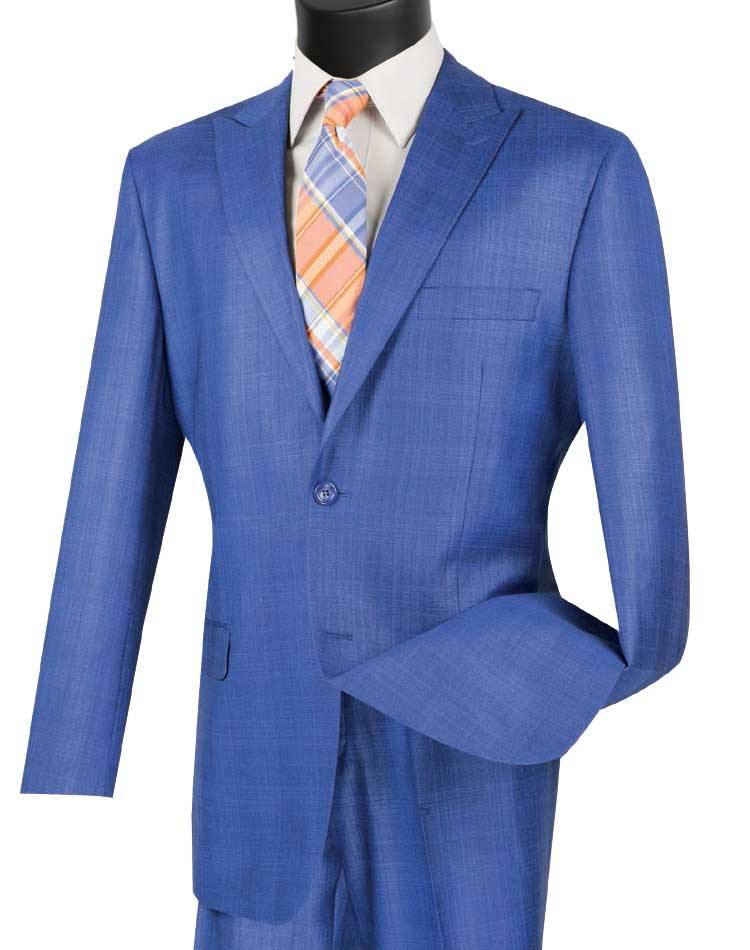 Cambridge Collection-Blue Men's Glen Plaid Suit - 36 Short  - 30 Waist