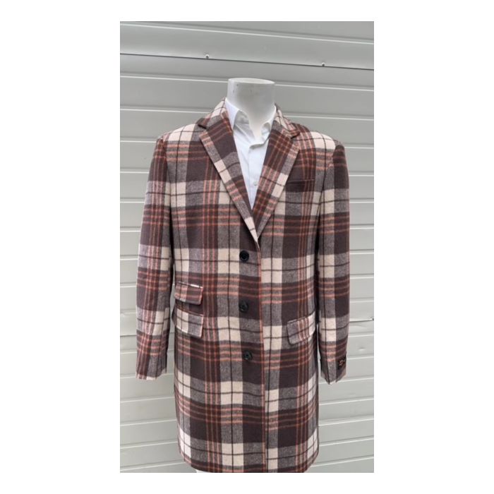 Coat Camel Mens Plaid Overcoat Checkered Carcoat 100% Wool