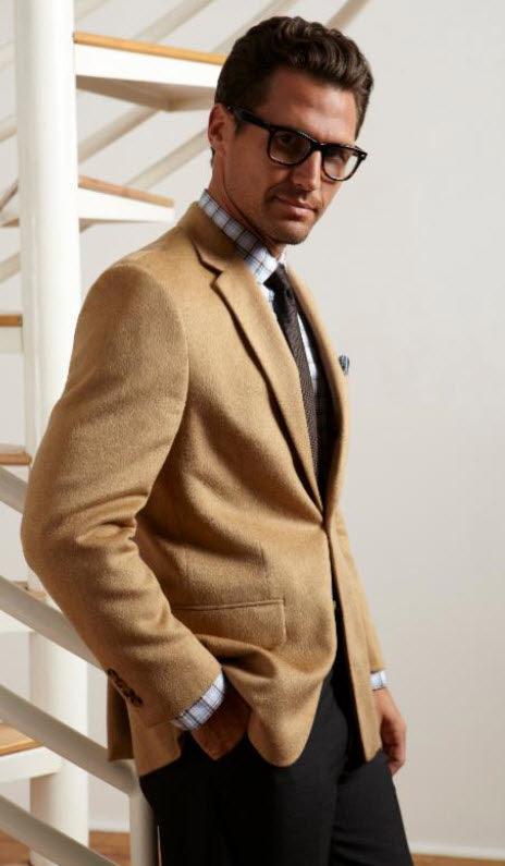 Mens Big and Tall Jean Paul Germain Pure Camelhair Sport Coat Blazer Available in Extra Long - 36 Short