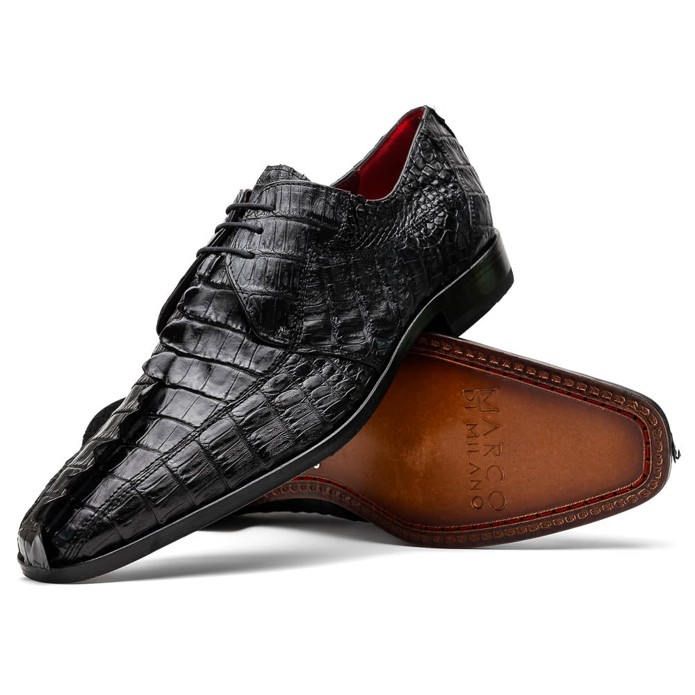Marco Di Milano Cancun Black Caiman Crocodile Derby Shoes - 8.5