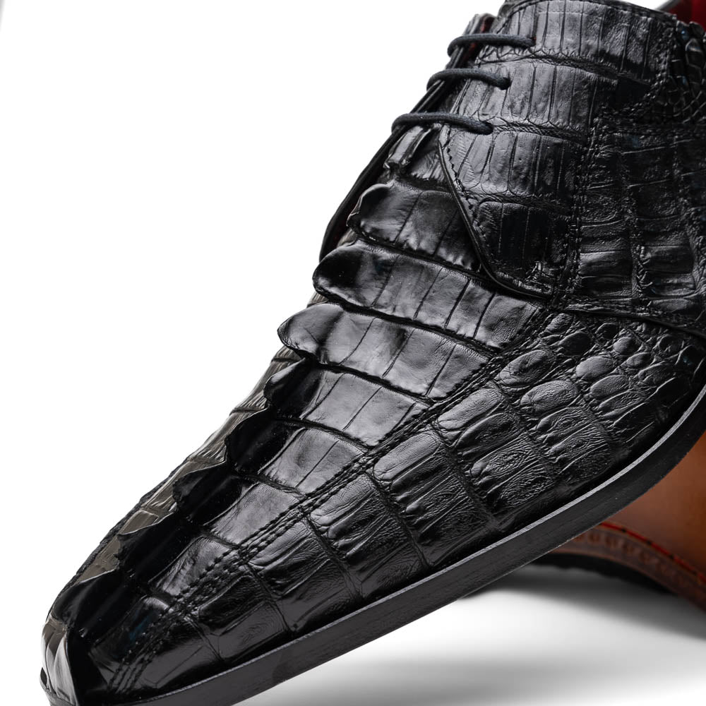 Marco Di Milano Cancun Black Caiman Crocodile Derby Shoes - 8.5